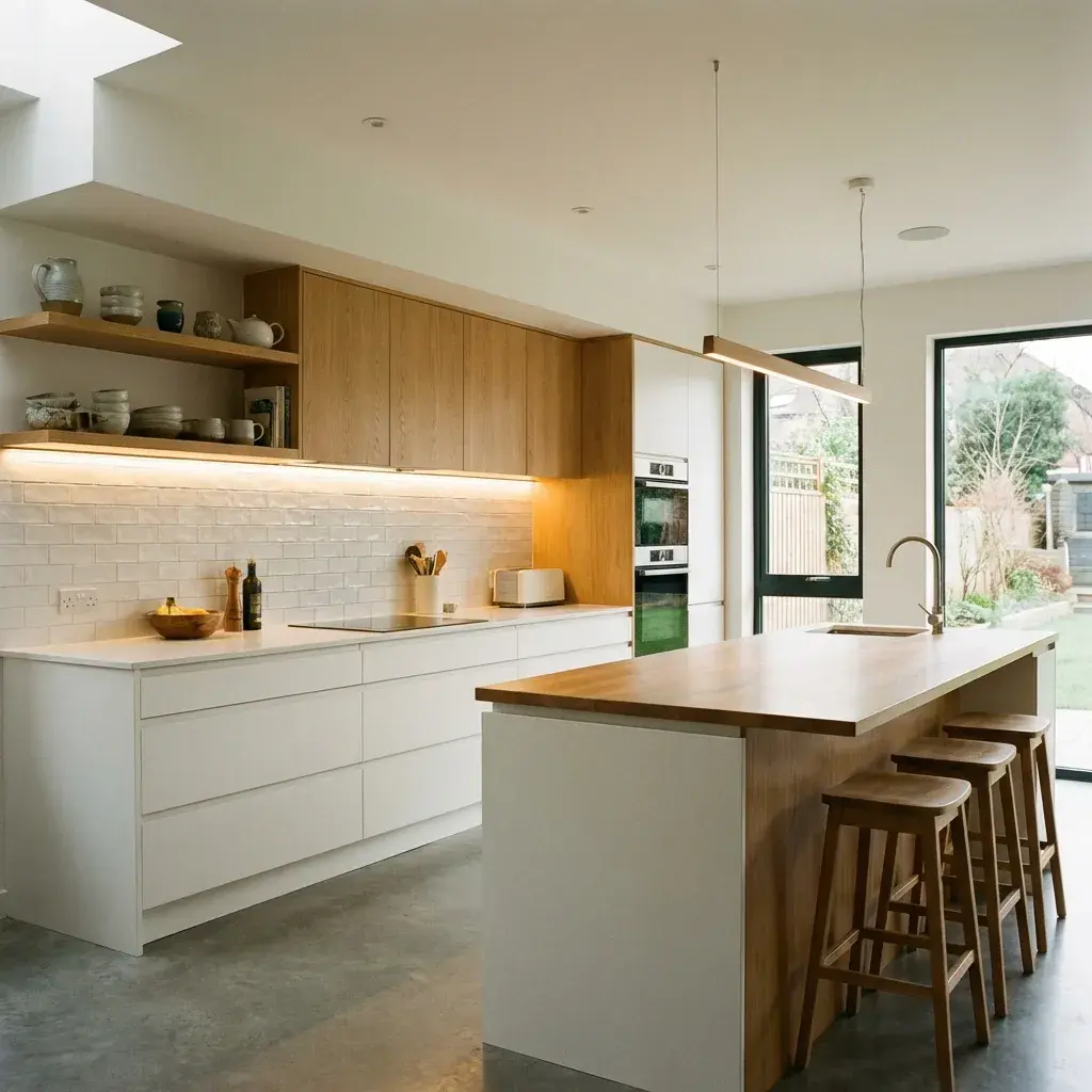 Under-cabinet LED task lighting integrated in kitchen