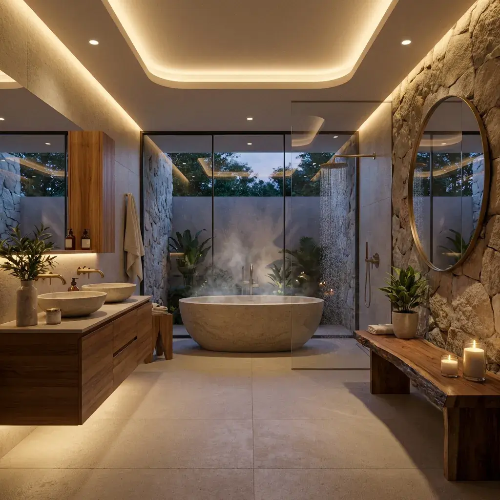 Safe IP44 rated LED lighting and spotlights in bathroom
