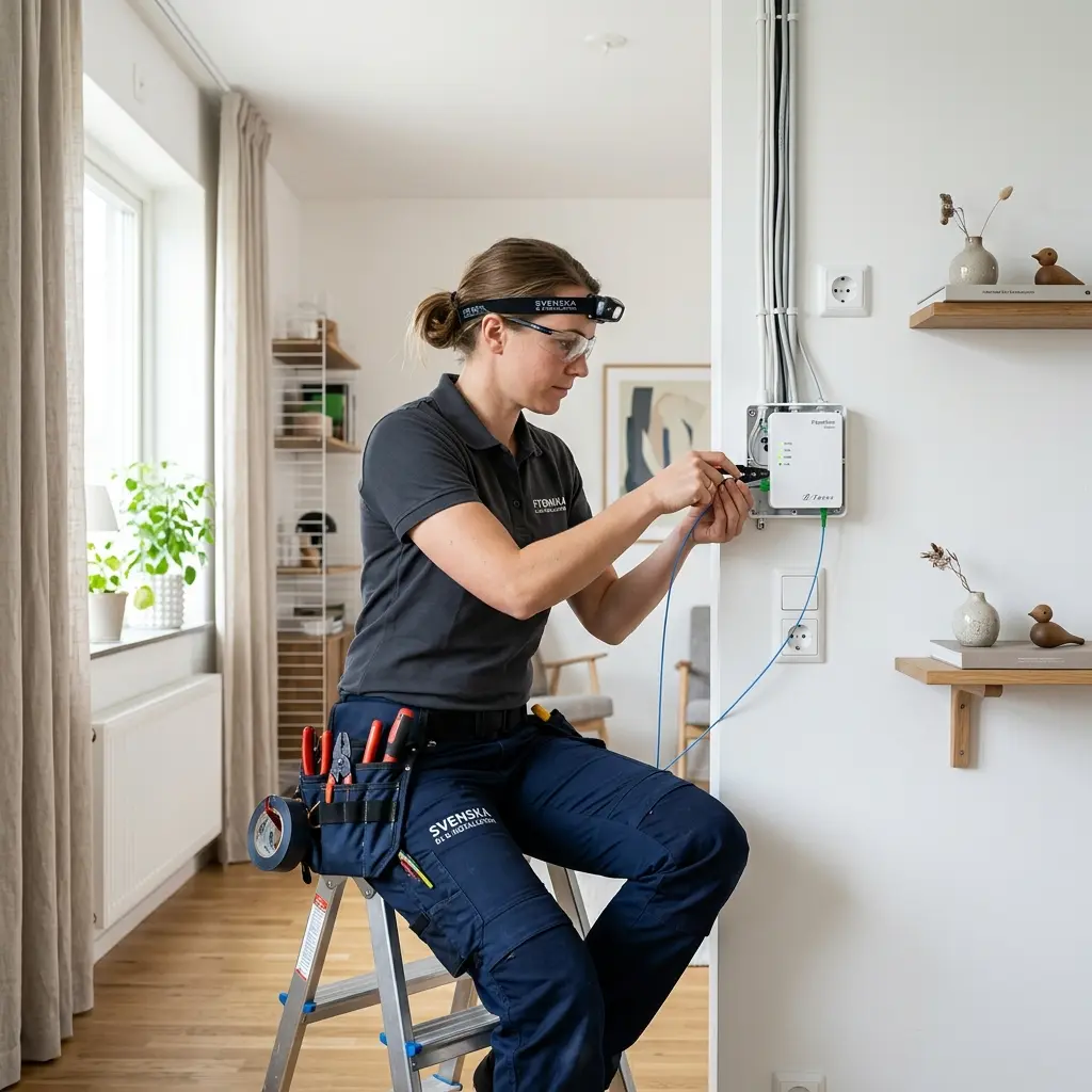 Installation och kabeldragning av Cat6-nätverk i villa