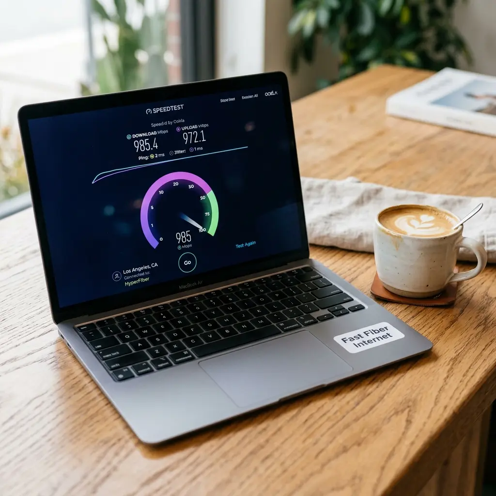 Mätning av gigabithastighet och stabil uppkoppling via fast datanät