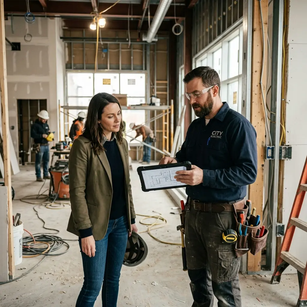 Personal consultation and electrical project planning with electrician